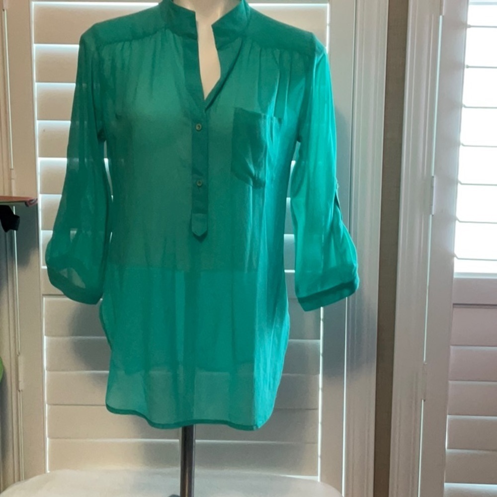 a'gaci Turquoise Sheer Blouse